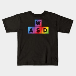 WASD colored pc gamer keyboard Kids T-Shirt